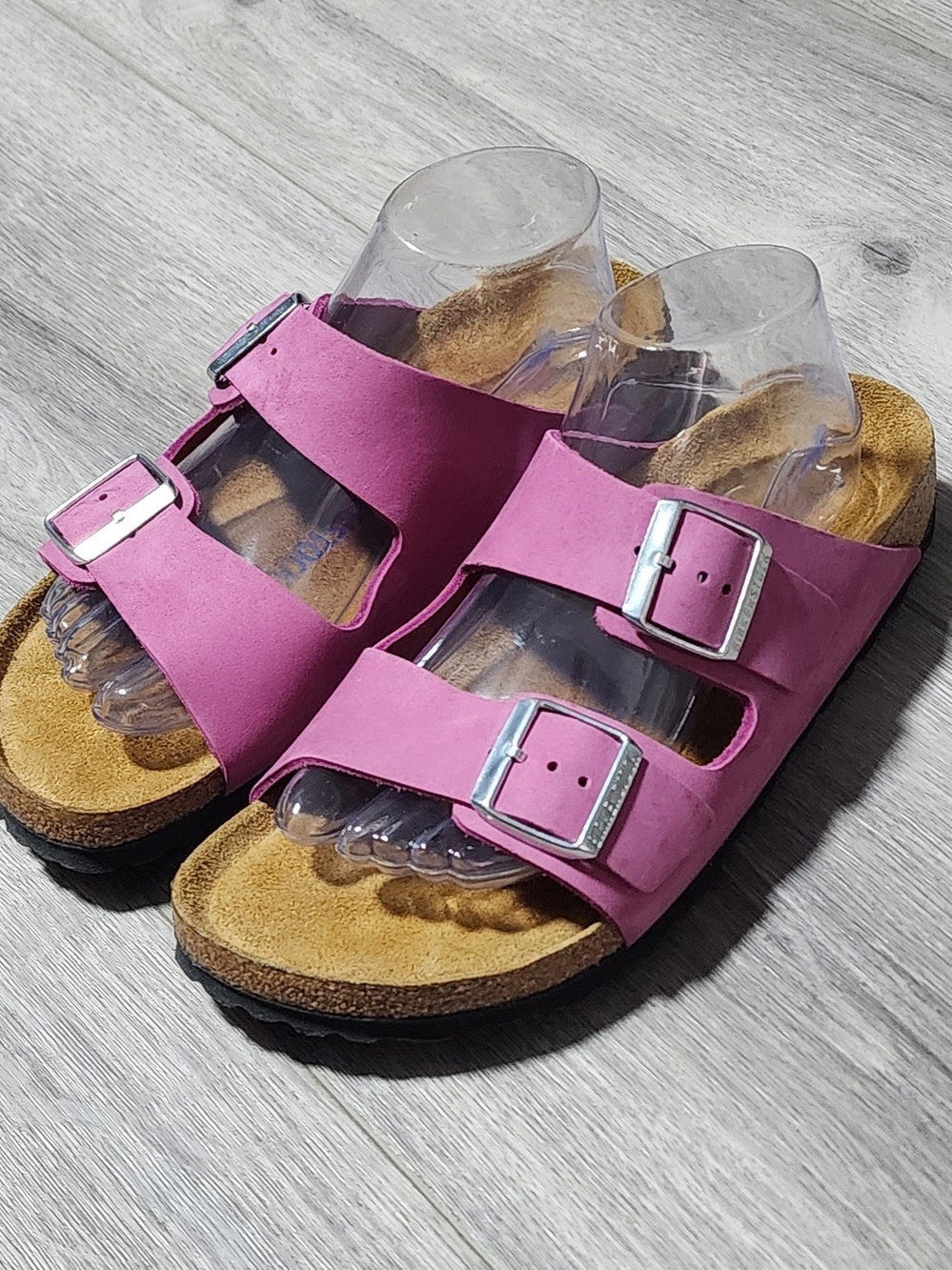 NWOB Birkenstock Purple Orchid Arizona Big Buckle Leather Sandals Womens Size 10